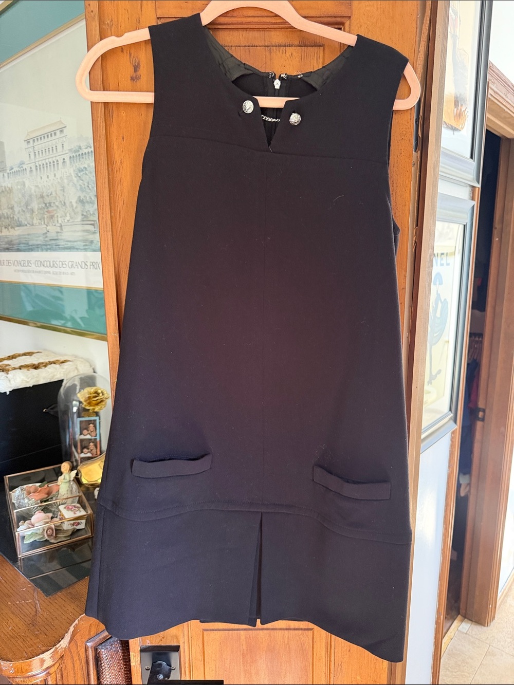 Juicy Couture Black Sleeveless Shift Dress with Pocket Detail